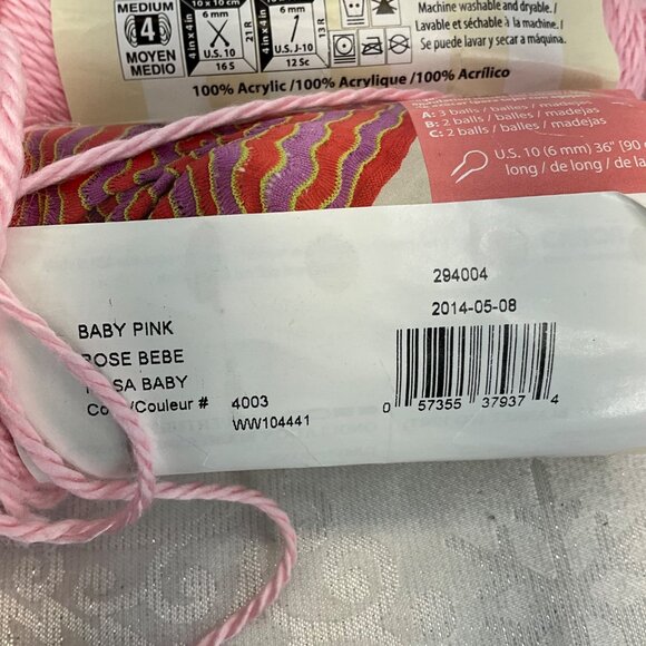 Caron Simply Baby Yarn Bundle 3 Skeins Baby Pink 100% Acrylic Medium 4 Weight - Picture 2 of 3